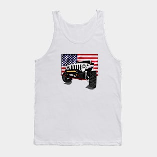 Jeep with American Flag - White Essential Tank Top